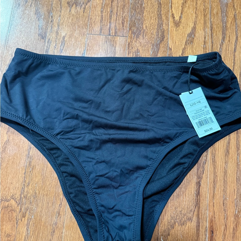 Shade & Shore Black High-Waist Bikini Bottom